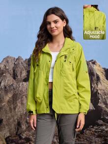 In My Nature Light Green,Autumn,Athletic,Tropical,Vacation Outdoor Hooded Windbreaker,Breathable Sun Protection Activewear - Olive Green - View 5