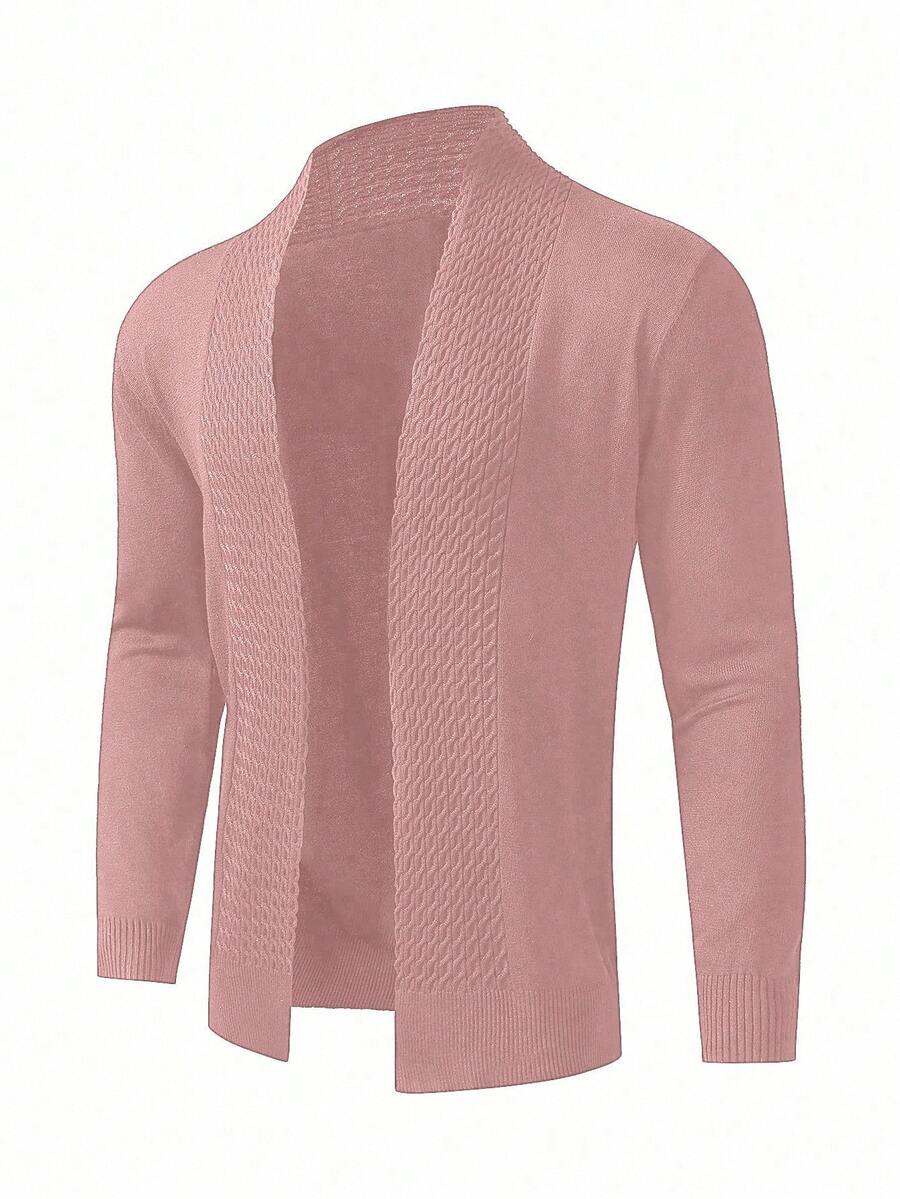Manfinity Homme Men's Solid Color Minimalist Casual Long Sleeve Sweater, For Fall Winter - Pink - View 1