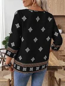 EMERY ROSE Áo cánh rộng in họa tiết phong cách du lịch thoải mái dành cho nữ, mùa xuân/thu - màu đen - Xem 2