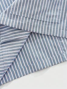 ROMWE MEN Street Life Men's Autumn Zip Front Striped Pocket Casual Vest - Blue - View 5