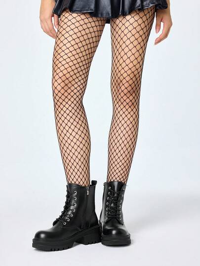 Grunge Punk Women's Black Side Zipper Lace-Up Boots, Dark Punk Rock Style With Chain Decor, Motorcycle Boots, College/Knight Leather Mid-Calf Boots