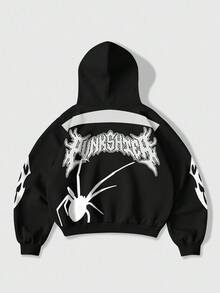 ROMWE MEN Street Life Men's Fashionable Cross Printed Long Sleeve Hoodie - Multicolor - View 2