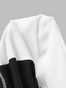 SHEIN 少女插肩袖拼色针织短款上衣，海军蓝和白色 - 藍白色 - 查看 5