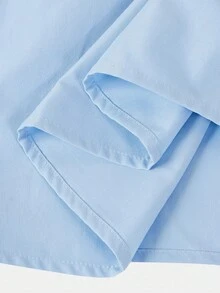 SHEIN 少女宽松休闲舒适荷叶边蝴蝶结衬衫，返校季 - 藍色 - 查看 7