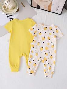 SHEIN 2件套新生女宝宝可爱休闲碎花针织短袖连体衣套装