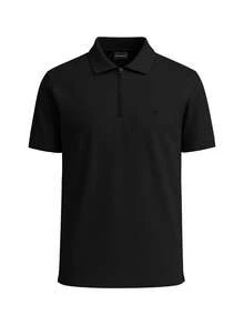 Men's Zip Polo Shirts Black - Black - View 4