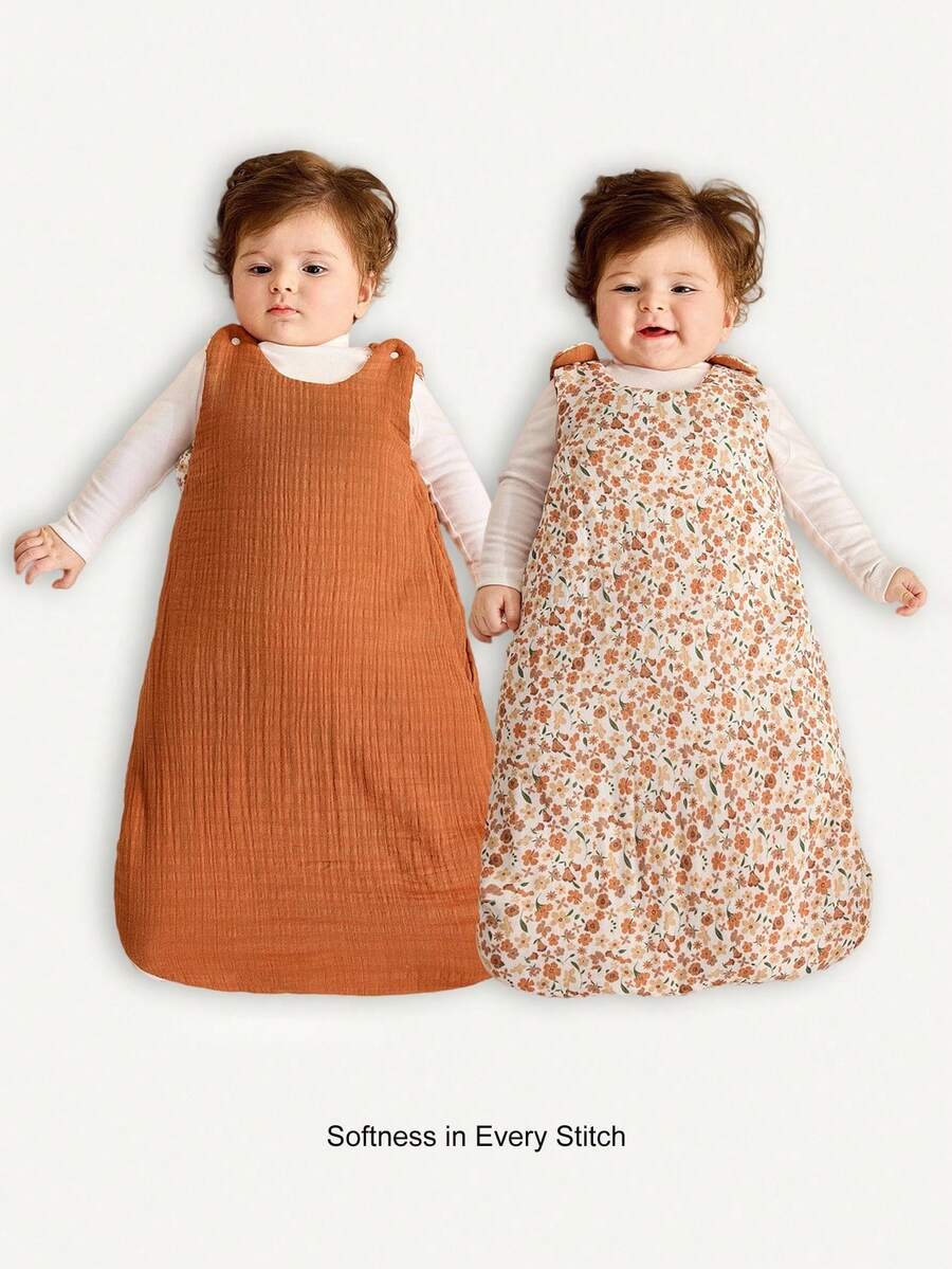 Cozy Pixies 1 Pezzo Sacco a Pelo per Neonati Spesso e Caldo con Motivo Floreale, Indossabile sia Davanti che Dietro, Comodo e Morbido Sacco Nanna per Neonati