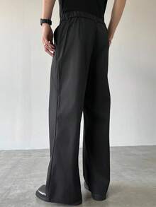 Claim Dot Pantaloni neri larghi e dritti da uomo, autunnali