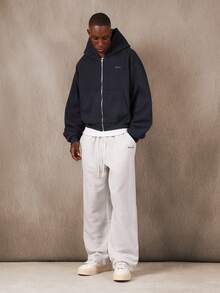 SUMWON 常规版型全拉链连帽衫，带中央口袋 - 藏蓝色 - 查看 6