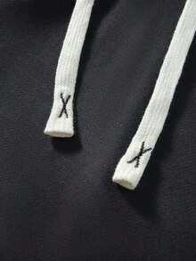 Manfinity Roghcode 男士条纹拼布格子腰带宽松休闲运动裤 - 黑色 - 查看 4