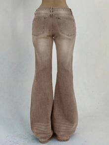 DAZY 女士休闲百搭喇叭裤，带口袋，低腰牛仔裤