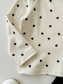 2 件套女婴心形图案针织柔软圆领长袖套头衫和松紧腰裤套装 - 彩色 - 查看 7