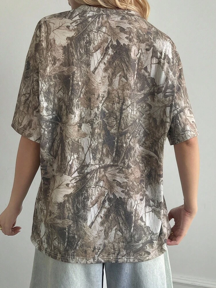 Women's Loose Casual Round Neck T-Shirt, Autumn/Winter