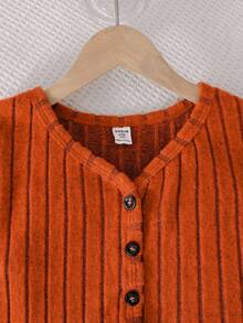 SHEIN 2pcs/Set NovaGlow Kids Tween Girls Ditsy Floral Camisole Dress & Button-Up Short Cardigan Sweater Set, Rust Brown, Autumn/Winter Fall Fall Tween Girl Clothes Teen Fall Dress Clothes Autumn Clothes Tween