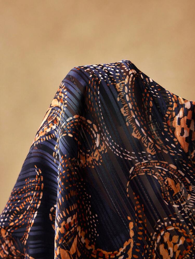 PLUS SIZE PAISLEY PRINT TASSEL TIE NECK LANTERN LONG SLEEVE BLOUSE, BOHEMIAN CHIC, AUTUMN/WINTER