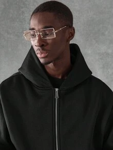 SUMWON 超大全拉链运动街头连帽衫 - 黑色 - 查看 7