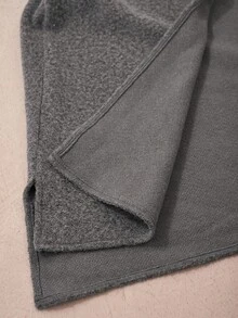 Zivah 2025 Novo Lançamento Outono/Inverno, Festival de Música, Temporada de Formatura, Estilo Universitário, Vestuário Estudantil, Casual Diário, Versátil Combinável, Lazer, Praia, Streetwear, Elegante para Ir e Voltar do Trabalho, Casaco Longo de Tricô de Gola Redonda de Manga Longa com Lenço, Sobretudo Cinza - Cinza - Visão 8