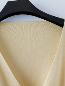 Modelyn Women's Casual Solid Color V-Neck Long-Sleeved Butter Yellow Cardigan In Fall/Winter - Yellow - View 5
