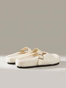 Solecia 女式厚底一脚蹬穆勒鞋，包头，春秋季休闲乐福鞋 - 米色 - 查看 4