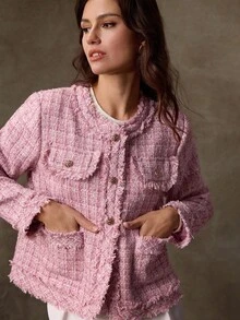 Lilora Women's Elegant Plaid Long Sleeve Single-Breasted Overcoat, Autumn/Winter Officeelegance Old Money,Concert,Tweed,ملابس شتوية للنساء