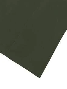 Selianne Women's Solid Color Regular Shoulder Long Sleeve Fashionable Turtleneck Long Overcoat - Army Green - View 8