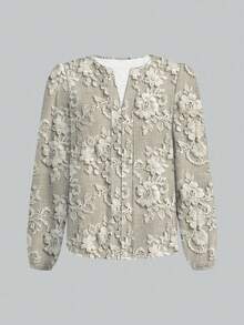 SHEIN Clasi Embroidered Print Casual Minimalist Women Shirt, Suitable For Everyday WearIn Fall/Winter - Multicolor - View 2