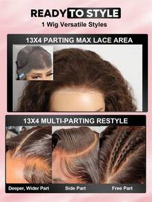 Peluca de encaje frontal de cabello humano con ondas profundas de color marrón chocolate, 13X4, sin pegamento, con encaje frontal transparente y densidad del 180% para mujeres, color marrón chocolate, rizado profundo - S4 - Ver 5