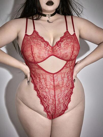 Goth Body sexy sin aros con adorno de encaje para tallas grandes de estilo gótico