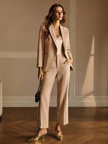 MOTF Classy Pantalones de traje con bolsillos sesgados delanteros - Caqui - Ver 2