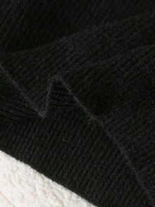 Girls' Bowknot Cropped Round Neck Pullover Sweater, Cute & Sweet Fashion Chunky Knit Fall Winter - Black - View 8