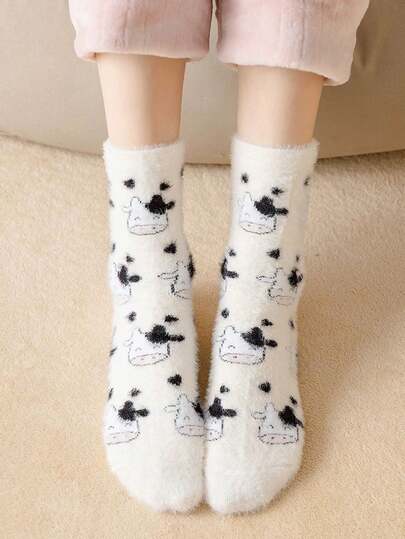 Kawaii 3pairs Women Cartoon Graphic Crew Socks