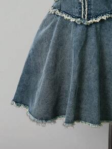 Sunspun Plus Size Women's Street Style Sleeveless Blue Denim Dress - Medium Wash - View 5