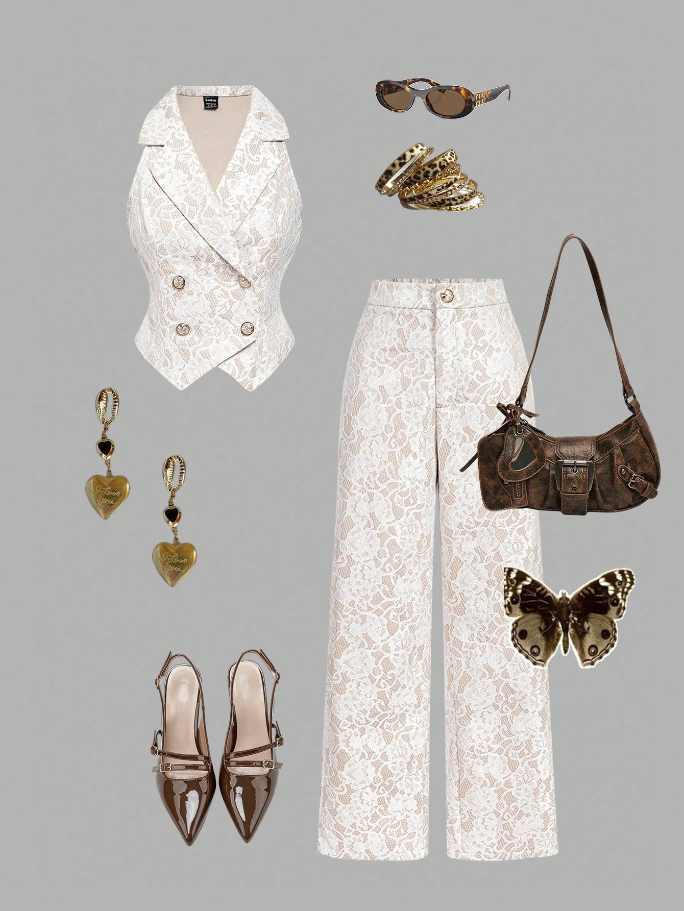 SHEIN MOD بدلة نسائية فينتاج ملكية قطعتين (سترة وب...