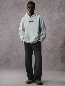 STYNVO 男式字母图案休闲套头连帽衫 - 灰色 - 查看 5