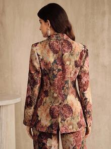 Anewsta Áo khoác blazer dáng cổ điển thanh lịch, chất liệu jacquard ngẫu nhiên, thắt eo, thích hợp cho nữ, thích hợp đi nghỉ mát. - Nhiều màu - Xem 7