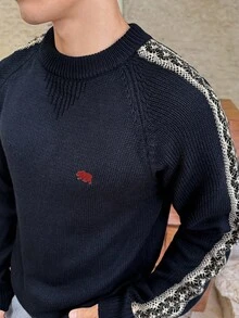 Manfinity VCAY Manfinity Marke - Herren Lässig Farbblock Pullover, Herbst/Winter