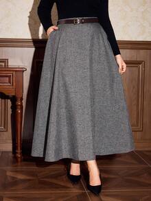 Vintamour Plus-Size Women's Retro Classic Elegant Half Skirt, Autumn And Winter Women's Half Skirt, Retro Half Skirt, Elegant Women's Clothing Modest Skirts Skirt Midi Elegant Skirt Aline Skirt Grey Skirt