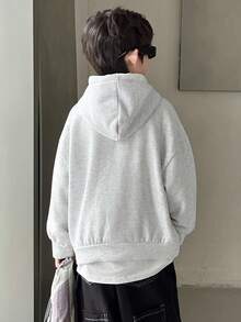 DAZY Tween Boys Casual Solid Color Thermal Lined Hoodie Sweatshirt, Basic Style For Students, Cool Autumn