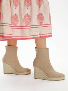 Styleloop Botas de tobillo con cuña versátiles y casuales para mujer - Albaricoque - Ver 4