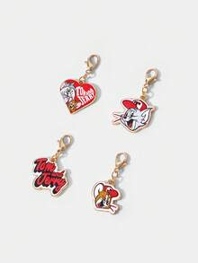 TOM & JERRY X SHEIN 1 Set Fashion Letter, Cartoon & Heart Pattern Keychains