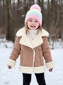 Emery Rose Kids Emery Rose Kids 少女保暖内衬拉链夹克，翻领，卡其色，温暖的冬季外套，适合户外、派对、雪地玩耍，适合通勤和户外穿着， - 卡其色 - 查看 5