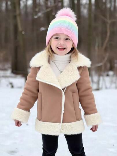Emery Rose Kids Emery Rose Kids 少女保暖内衬拉链夹克，翻领，卡其色，温暖的冬季外套，适合户外、派对、雪地玩耍，适合通勤和户外穿着，