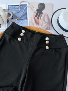 SHEIN Clasi Women's Plus Size Double-Breasted Pants Fall Cloth For Women