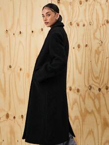 COUREZ Oversized Double Breasted Overcoat /Y2K Spring Going Out Spring Elegant - Black - View 7