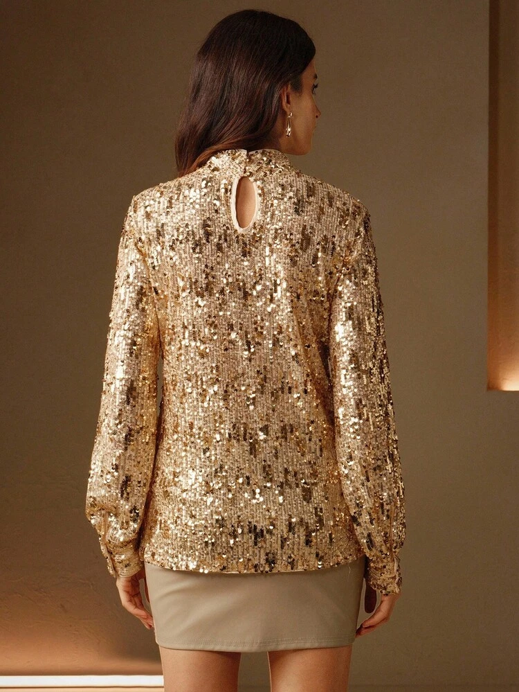 Women's Elegant & Dignified Design High-End Glitter Sequin Sweater, Christmas Jumper, Party, Sequin Top, New Year