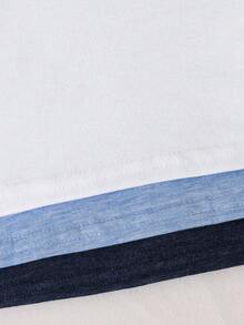 SHEIN 3pcs Young Boy Kids Casual Comfortable Style Textured Fabric Wood Grain Button Detail Round Neck Long Sleeve T-Shirt, 3 Pieces Set In 3 Colors, Suitable For Home, Leisure, Outings, And Play Clothes - Multicolor - View 5