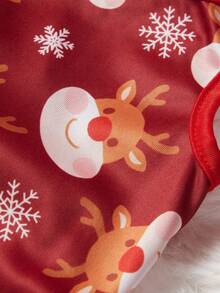 PETSIN 2pcs Pet Christmas Cat Dog Universal Apricot Red Set Christmas Elk Snowflake Cartoon Illustration Fashion Cute Print Elastic Comfortable Dog Christmas Tank Top