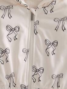 SHEIN 6Months-3Years Baby Girl Coat Casual Style Fall Outfits For Girl Bowknot-Shape Printing Jacket - Beige - View 4