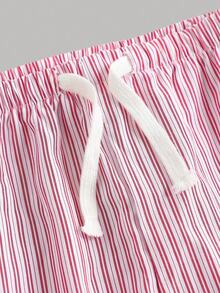SHEIN 2件套青少年女孩美国国旗印花运动衫和条纹裤休闲装 - 彩色 - 查看 4