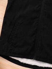 SHEIN Tween Boy Casual Hooded Sleeveless Padded Jacket, Autumn/Winter,Ensemble Hiver,Winter Clothing,Fall Outfits,Fall Clothing,All Clothes For Kids,Winter Outwear,Winter Jacket, - White - View 4